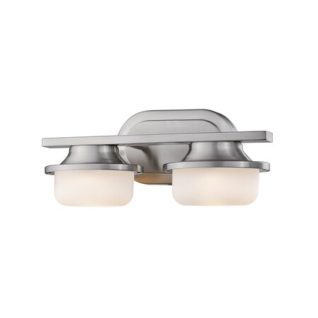 Z-LITE Optum 2 Light Vanity, Brushed Nickel & Matte Opal 1917-2V-BN-LED